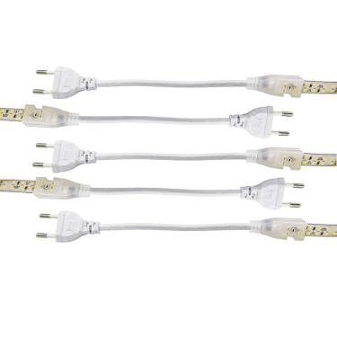 Imagem de Conector Plug Rabicho para Fita LED 8mm Kit 5 Unidades Fonte Tomada Decoraçao Casa Loja Teto Rebaixando Gesso Sanca Perfil Iluminaçao