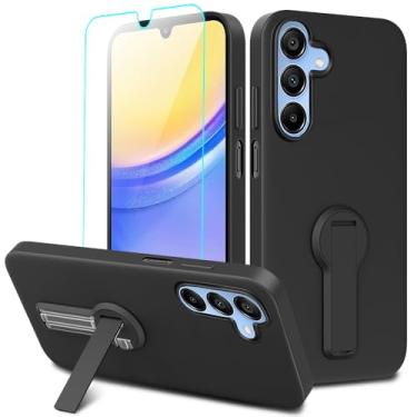 Imagem de Capa para celular Samsung Galaxy A26 5G 2024 com protetor de tela, rotação de 360° com suporte oculto/suporte de silicone TPU slim fit capa protetora à prova de choque para Samsung A26 5G - preta