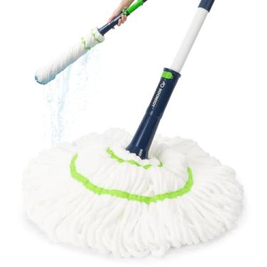 Imagem de BOOMJOY Mop Giratório Com Sistema De Autotorção Para Limpeza De Pisos, Esfregão Para Manchas Difíceis, Cabo Longo De 53" - Ideal Para Cozinha, Banheiro E Uso Doméstico - Perfeito Para Donos De Anima
