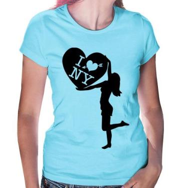 Imagem de Baby Look I love NY Girl - Foca na Moda, Azul bebê, M