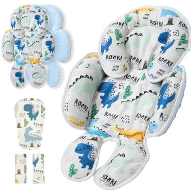 Imagem de E1F1NN DOT Suporte de cabeça para assento de carro de bebê, enchimento de assento de carro infantil 2 em 1 para recém-nascidos, meninas, meninos, almofada extra macia para assento de bebê, carrinhos