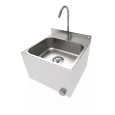Imagem de Lavatório Hospitalar em Aço Inox, Acionamento por Joelho, Tanque de Assepsia