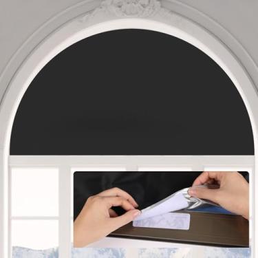 Imagem de Maritown Persiana de janela em arco blecaute meio círculo para janela autoadesiva, escurecimento arqueado, meia lua, semicírculo, capa de janela redonda para porta da frente