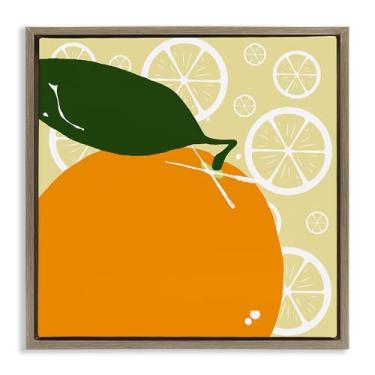 Imagem de Stupell Industries Design de arte de parede em tela emoldurada flutuante marrom laranja brilhante por Daniela Santiago, 63 x 63 cm