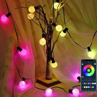 Imagem de Varal 6m 20 LEDs Bolinha USB Cristalizadas RGBW Com Controle e APP  TB