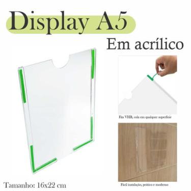 Imagem de 2 Display Parede Quadro Avisos Porta Folhas A5 Acrílico Vert - INDÚSTR