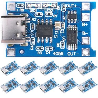 Imagem de JESSINIE Módulo carregador de bateria de lítio TP4056 5V 1A 18650 micro USB com proteção para eletrônicos DIY