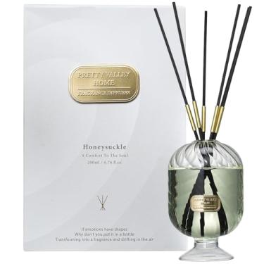 Imagem de Conjunto de difusor de palheta, difusor Pretty Valley Home de 200 ml, caixa de presente – inclui varetas difusoras de palheta, óleo perfumado de longa duração e garrafa de vidro para decoração de sala