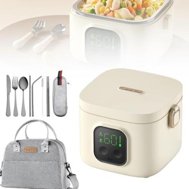 Imagem de CHONGHAN Lancheira elétrica para alimentos, lancheira térmica aquecida para adultos, isolamento inteligente, mantém os recipientes de alimentos quentes, à prova de vazamento, com bolsa de transporte,