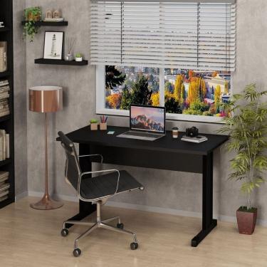 Imagem de Mesa de Escritório Escrivaninha 120x60 Cm com Pé Metal Preto