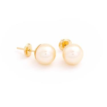 Imagem de Brinco De Ouro 18k Pérola Natural 7mm Infantil E Adulto - Adriajp Joia