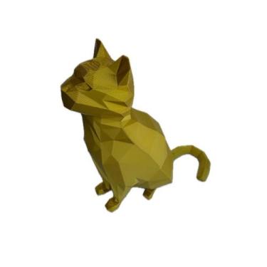 Imagem de Gato decorativo poligonal - Impressão 3D - FLEX3D, Dourado