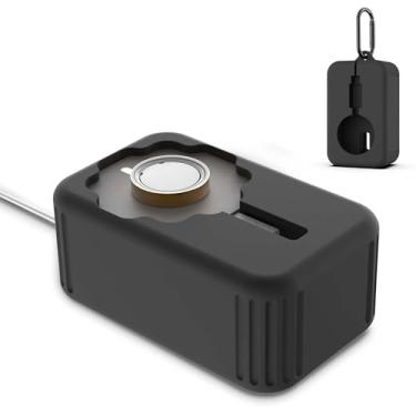 Imagem de Capa protetora para carregador Oura Ring Gen 4 de silicone macio, capa de carregador Oura Ring 4, resistente a quedas/poeira/envelhecimento para Oura Ring Gen4 Charger Organizer com chaveiro, preto