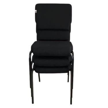 Imagem de 03 Cadeiras Empilhável para Igrejas Evangélicas Linha Church Preto