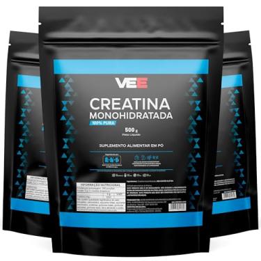 Imagem de Kit 3x Creatina 100% Pura Monohidratada Refil 500g Suplemento em Pó Creatine 166 Porções Academia Treino Pó Creatine Ganho Muscular Hipertrofia Força Energia Resistência 166 Porções - VEE