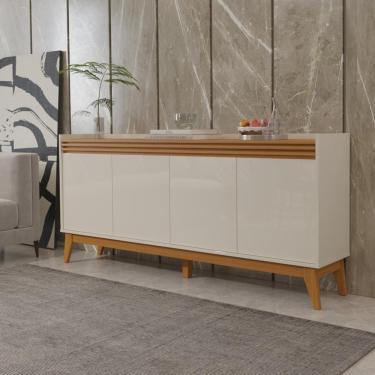 Imagem de Buffet Aparador Ripado 4 Portas com Pés de MDF Astúrias 180cm