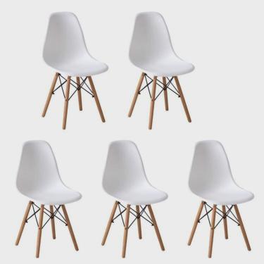 Imagem de Conjunto 5 Cadeiras para Sala de Jantar/cozinha Eames Eiffel Dkr Branco