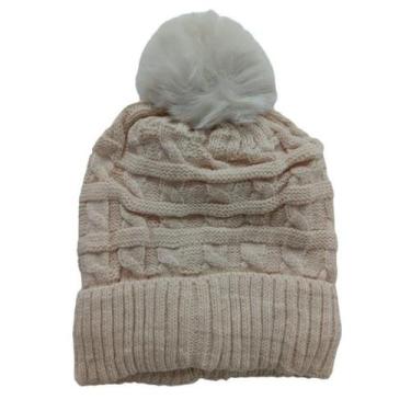 Imagem de Touca Tricô de Lã com Pompom Adulto Gorro Inverno Forrada - MZ5123, Be