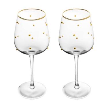 Imagem de Conjunto 2 Taças Para Vinho Balls Fio De Ouro 350ml Vidro - Wolff