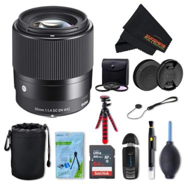 Imagem de Sigma Lente DC DN contemporânea de 30 mm f1.4 para Sony E com pacote profissional Sunshine Photo - 4 anos de garantia do fabricante dos EUA