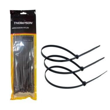 Imagem de Abraçadeira de Nylon Preta 300mmX3,6mm Com 100 Unidades - Thompson