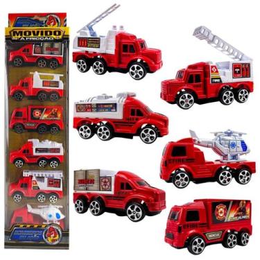 Imagem de Brinquedo kit Caminhões Bombeiros movido fricção conjunto - Marca
