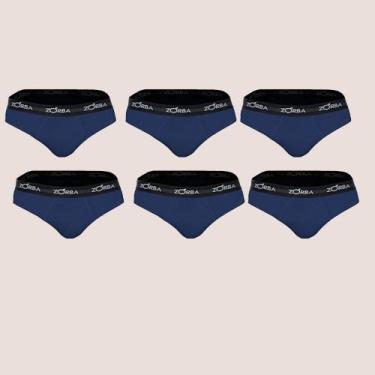 Imagem de Kit 6 Cuecas Slip Zorba Max 100% Algodão Qualidade Conforto, Marinho, 