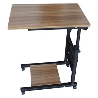 Imagem de Mesa para laptop com rodas em forma de C com altura ajustável - mesa de cabeceira portátil para escritório em casa, mesa de cabeceira totalmente ajustável com rodízios