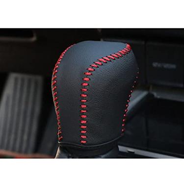 Imagem de XITER Capa de couro legítimo para manopla de câmbio de marcha para carro proteção de acessórios para Toyota Camry 2018-2022 (pontos vermelhos)