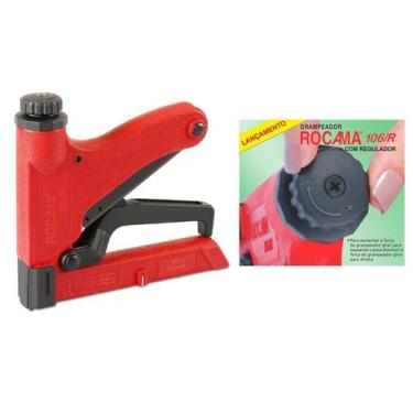 Imagem de Grampeador Rocama 106R Com Regulagem Manual Tapeceiro, VERMELHA