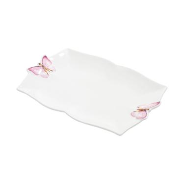Imagem de Travessa de Porcelana Branca Borboletas 24x16cm Wolff