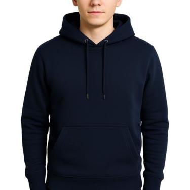 Imagem de Moletom Masculino Com Capuz Blusa De Frio Canguru Grosso - Hs, Azul, M