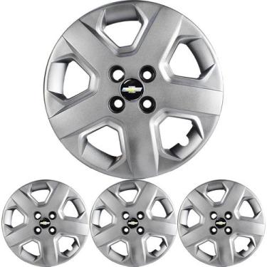 Imagem de JG 4 Calota Cobalt 2013 2014 a 2020 Aro 15 Prata Metálico com Emblema 