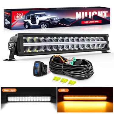 Imagem de Nilight Barra de luz LED com âmbar DRL 48 cm 150W Offroad Light Anti-Glare Spot Combo LED Driving Light IP68 c/ 14 AWG DT Chicote de fiação para caminhonete SUV, ATV, UTV, barco 4x4