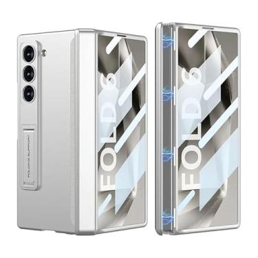 Imagem de Capa Antichoque Premium para Galaxy Z Fold6 Proteção para Dobradiça, Película HD e Suporte 3 posições (Prata)