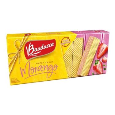 Imagem de Kit c/ 3 Biscoito Wafer de Morango Bauducco 140g merendinha