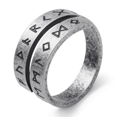 Imagem de SOBHART Anéis Viking de aço inoxidável viking nórdicos runas lobo corvo árvore da vida anel joia para homens mulheres tamanho 7/8/9/10/11/12/13, Sem pedra preciosa