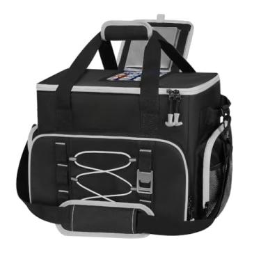 Imagem de Bolsa Térmica Grande Com Abertura Superio - 60 Latas45L isolada, à prova de vazamentos(Cinza e Preto)