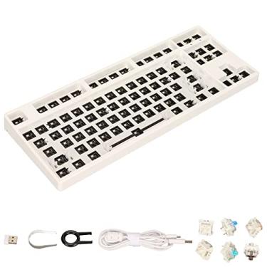 Imagem de 87 Teclas RGB Teclado Mecânico Kit DIY, Interruptor de Layout TKL Teclado Mecânico Hot Swap, Teclado Mecânico Modular de Liga de Alumínio ABS para DIY(Branco)