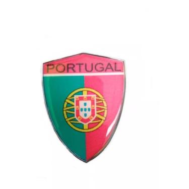 Imagem de Emblema Escudo Bandeira Portugal Cromado Com Resina 6,3cm X 4,02 Cm - 