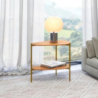 Imagem de Mesa de Canto Florença em Mdf Pés Metálicos 60x62x46 cm Freijó Gold Dalla Costa