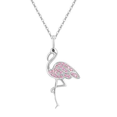 Imagem de TANGPOET Colar de flamingo, presentes para mulheres, meninas, prata esterlina S925, pingente de flamingo, material de aniversário, dia das mães, Natal, flamingo, presentes para sua mãe, filhos, com