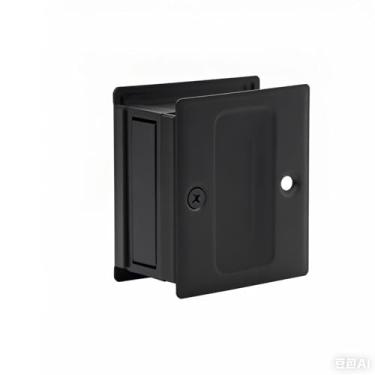 Imagem de Puxador de porta de bolso sem placa de interruptor, puxador de porta de passagem de bolso sólido, fácil de instalar 6 cm x 6 cm, para porta de 3,5 cm de espessura, preto fosco