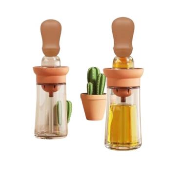 Imagem de Kit 2 Dispensadores de Azeite e Óleo com Escova de Silicone – Frascos 2 em 1 para Cozinha, Churrasco, Saladas e Molhos – Aplicador para Vinagrete e Azeitonas