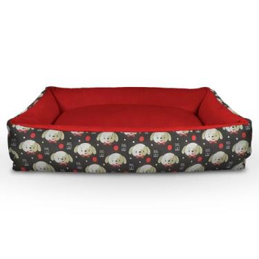 Imagem de Cama Pet Confort Estampada M - ALEPLUSH, Preto Cão