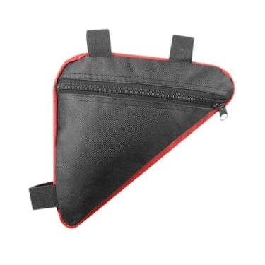Imagem de Dynwave Bolsa de armazenamento para quadro de bicicleta, bolsa triangular com alça sob o assento, bolso lateral, para tubo frontal de bicicleta para mountain, Preto Vermelho
