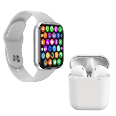 Imagem de Kit 1 Smartwatch Iwo 8 Branco + 1 Fone Bluetooth I12 Branco