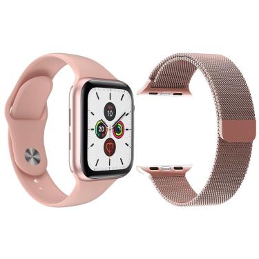 Imagem de Kit 1 Smartwatch Rosa + 1 Pulseira Extra Rosa