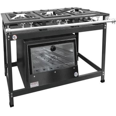 Imagem de Fogão Industrial 3 Bocas Duplas Baixa Pressão Mr Fogões Com Forno P8 Luxo