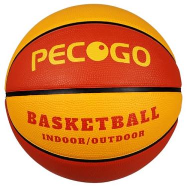 Imagem de PECOGO Bola de basquete de borracha oficial 64,8 cm para uso externo masculino tamanho 4 para crianças, jovens, adolescentes, meninos e meninas, ideias de presente, sem bomba (marrom claro)